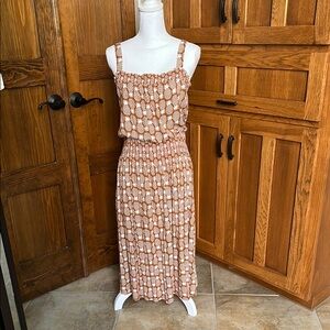 Boden Brunt Orange and White Midi Dress, size 10R